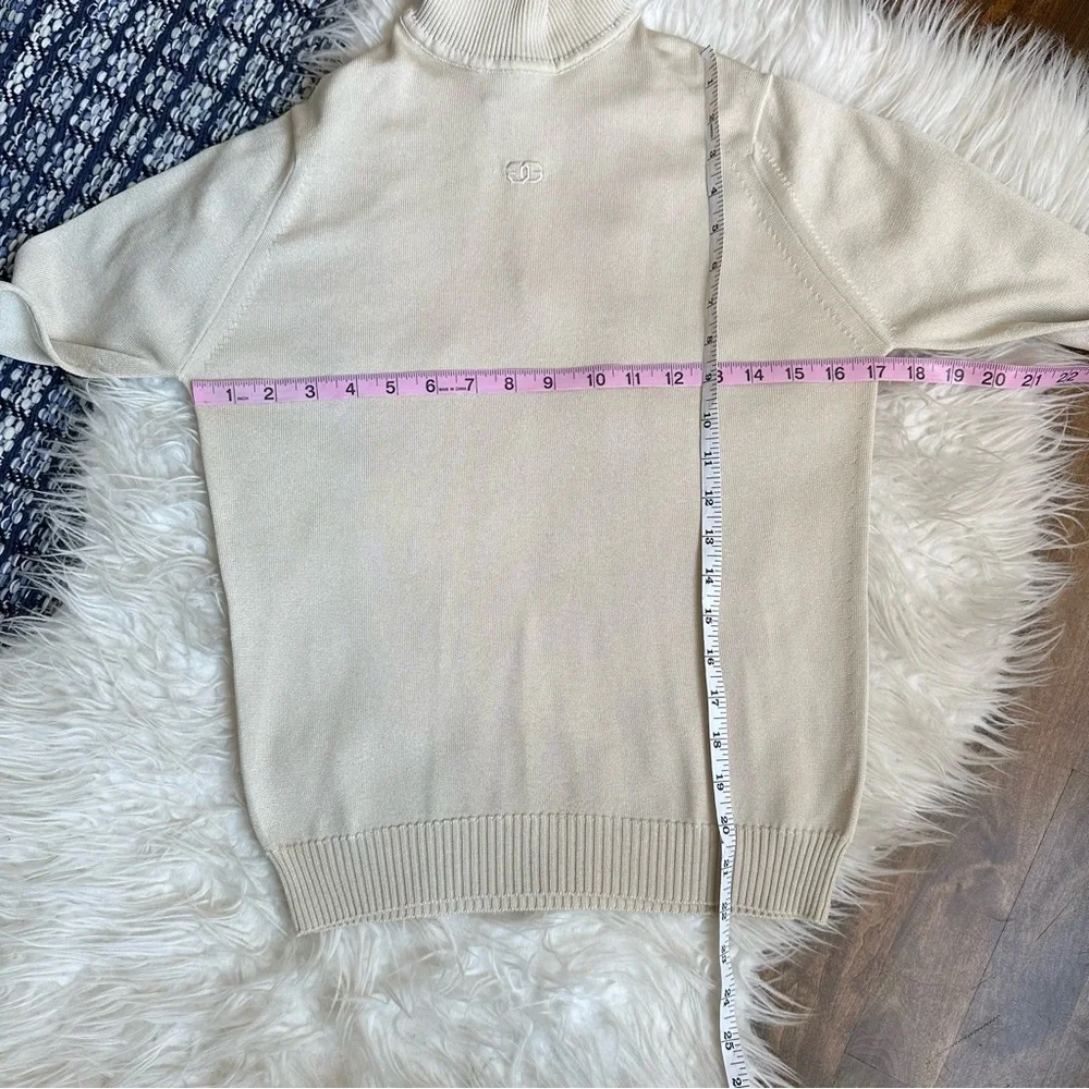 Vintage Givenchy Turtlneck Neutral Tan color lightweight knit zip back